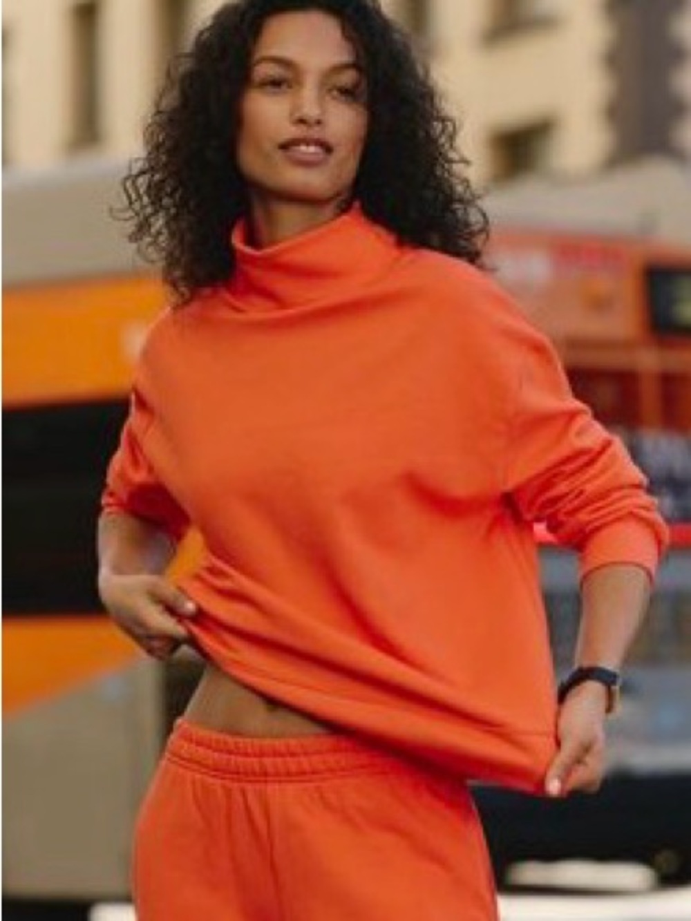 Anthropologie Vibrant Orange Relaxed Turtleneck Sweatshirt